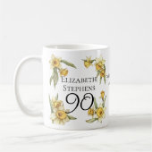 Elegant Yellow Daffodils Floral 90. Geburtstag Kaffeetasse (Links)