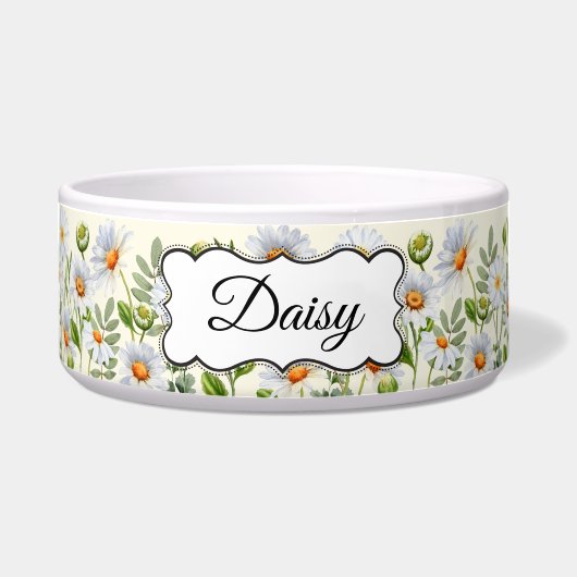 Elegant Yellow Daisy Personalized Pet Bowl Napf (Vorderseite)