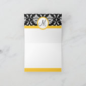 Elegant Yellow Damask Monogram Wedding Danke (Innenseite)