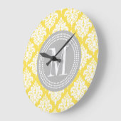 Elegant Yellow Damask Personalized Große Wanduhr (Winkel)