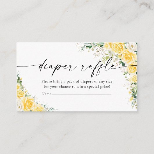 Elegant Yellow Diaper Raffle Begleitkarte (Vorderseite)