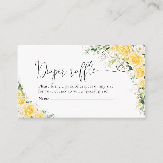 Elegant Yellow Diaper Raffle Begleitkarte (Vorderseite)