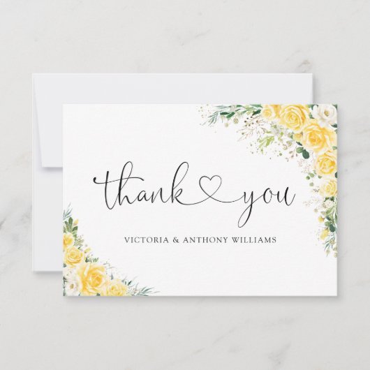 Elegant Yellow Flat Thank You Card Dankeskarte (Vorderseite)
