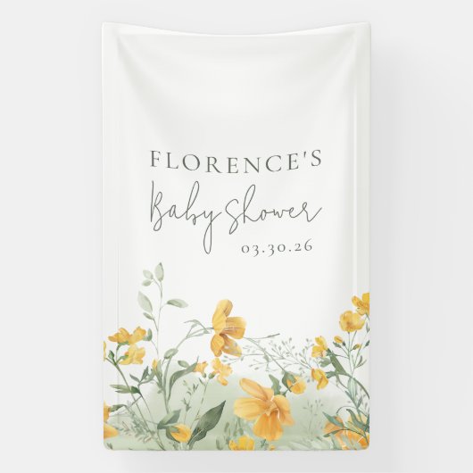 Elegant Yellow Floral Baby Shower Banner (Vertikal)