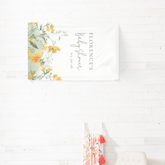 Elegant Yellow Floral Baby Shower Banner (InSitu)