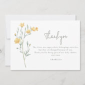 Elegant Yellow Floral Baby Shower Dankeskarte (Vorderseite)