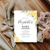 Elegant Yellow Floral Baby Shower Invitation Einladung