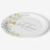 Elegant Yellow Floral Baby Shower Pappteller (Schrägansicht)