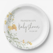 Elegant Yellow Floral Baby Shower Pappteller (Vorderseite)