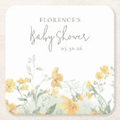 Elegant Yellow Floral Baby Shower Rechteckiger Pappuntersetzer (Vorderseite)