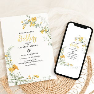 Elegant Yellow Floral Boho Hochzeitseinladung Einladung
