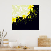 Elegant Yellow Floral Damask Poster (Küche)