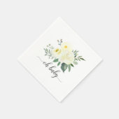 Elegant Yellow Floral Oh Baby Shower Napkin Serviette (Ecke)