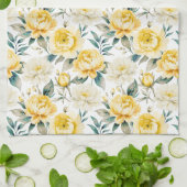 Elegant Yellow Floral Peony Chrysanthemum Custom Geschirrtuch (Gefaltet)