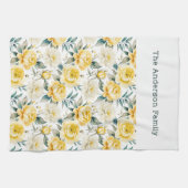 Elegant Yellow Floral Peony Chrysanthemum Custom Geschirrtuch (Horizontal)