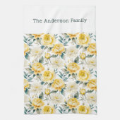 Elegant Yellow Floral Peony Chrysanthemum Custom Geschirrtuch (Vertikal)