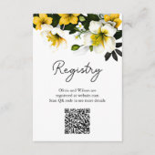 Elegant Yellow Floral QR Code Wedding Registry Begleitkarte (Vorderseite)