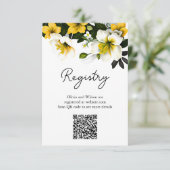 Elegant Yellow Floral QR Code Wedding Registry Begleitkarte (Stehend Vorderseite)