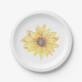 Elegant Yellow Floral Sunflower Baby Shower Pappteller
