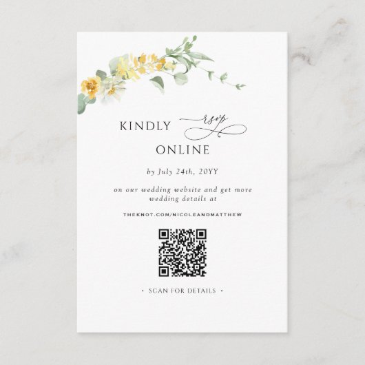 Elegant Yellow Floral UAWG Online, QR Code Begleitkarte (Vorderseite)
