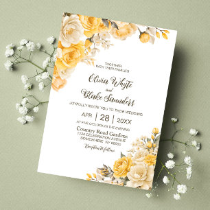 Elegant Yellow Floral Wedding Einladung