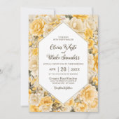 Elegant Yellow Floral Wedding Einladung (Vorderseite)