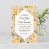 Elegant Yellow Floral Wedding Einladung (Stehend Vorderseite)