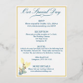 Elegant Yellow Floral Wedding Folieneinladung (Rückseite)