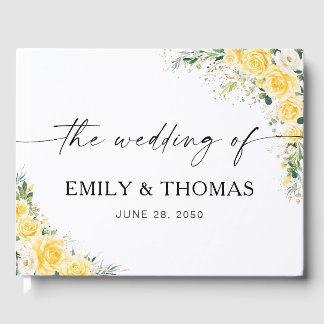 Elegant Yellow Floral Wedding Guest Book Gästebuch