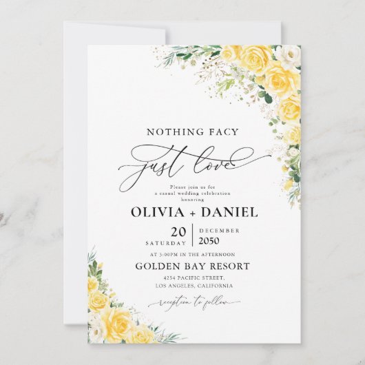 Elegant Yellow Floral Wedding Invitation Einladung (Vorderseite)