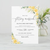 Elegant Yellow Floral Wedding Invitation Einladung (Stehend Vorderseite)