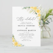 Elegant Yellow Floral Wedding Invitation Einladung (Stehend Vorderseite)