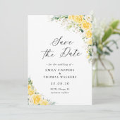 Elegant Yellow Floral Wedding Save The Date (Stehend Vorderseite)