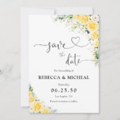 Elegant Yellow Floral Wedding Save The Date (Vorderseite)