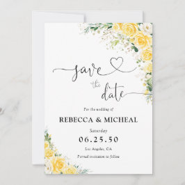 Elegant Yellow Floral Wedding Save The Date