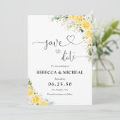 Elegant Yellow Floral Wedding Save The Date (Stehend Vorderseite)