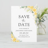 Elegant Yellow Floral Wedding Save The Date (Stehend Vorderseite)