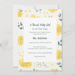 Elegant Yellow Flowers Kinderdusche Einladung