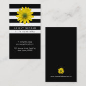 Elegant Yellow Gerbera Daisy - Schwarz-weiße Strei Visitenkarte (Vorne/Hinten)