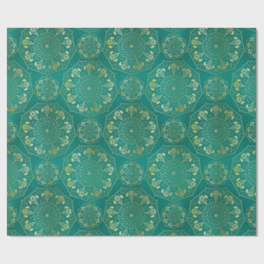 Elegant Yellow Gold Daisy Snowdrop Mandala Aquamar Geschenkpapier (Flach)