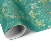 Elegant Yellow Gold Daisy Snowdrop Mandala Aquamar Geschenkpapier (Rolleneckpunkt)