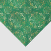 Elegant Yellow Gold Daisy Snowdrop Mandala Green Seidenpapier (Ausschnitt)