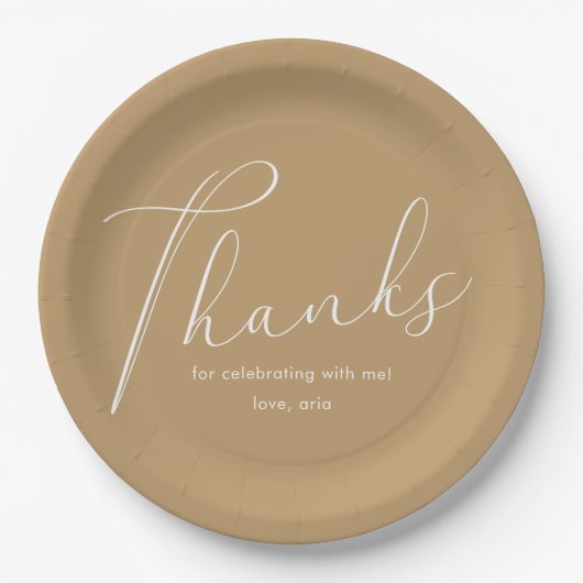 Elegant Yellow Graduation Party Danke Script Pappteller (Vorderseite)
