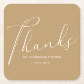 Elegant Yellow Graduation Party Danke Script Rechteckiger Pappuntersetzer (Vorderseite)