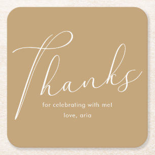 Elegant Yellow Graduation Party Danke Script Rechteckiger Pappuntersetzer