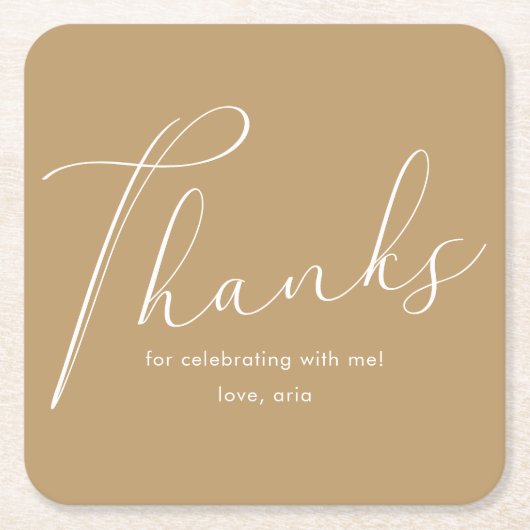 Elegant Yellow Graduation Party Danke Script Rechteckiger Pappuntersetzer (Vorderseite)