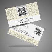 Elegant Yellow & Gray Geometric Squares  Visitenkarte