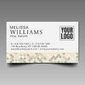Elegant Yellow & Gray Geometric Squares  Visitenkarte