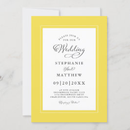 Elegant Yellow Gray Wedding Modern Elegante Grenze Einladung