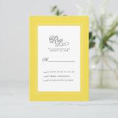 Elegant Yellow Grey Wedding Trendy Replik Umschlie RSVP Karte (Stehend Vorderseite)